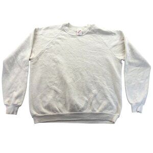 Jerzees Mens Sweatshirt XL White Crewneck Pullover Fleece Casual Long Sleeve